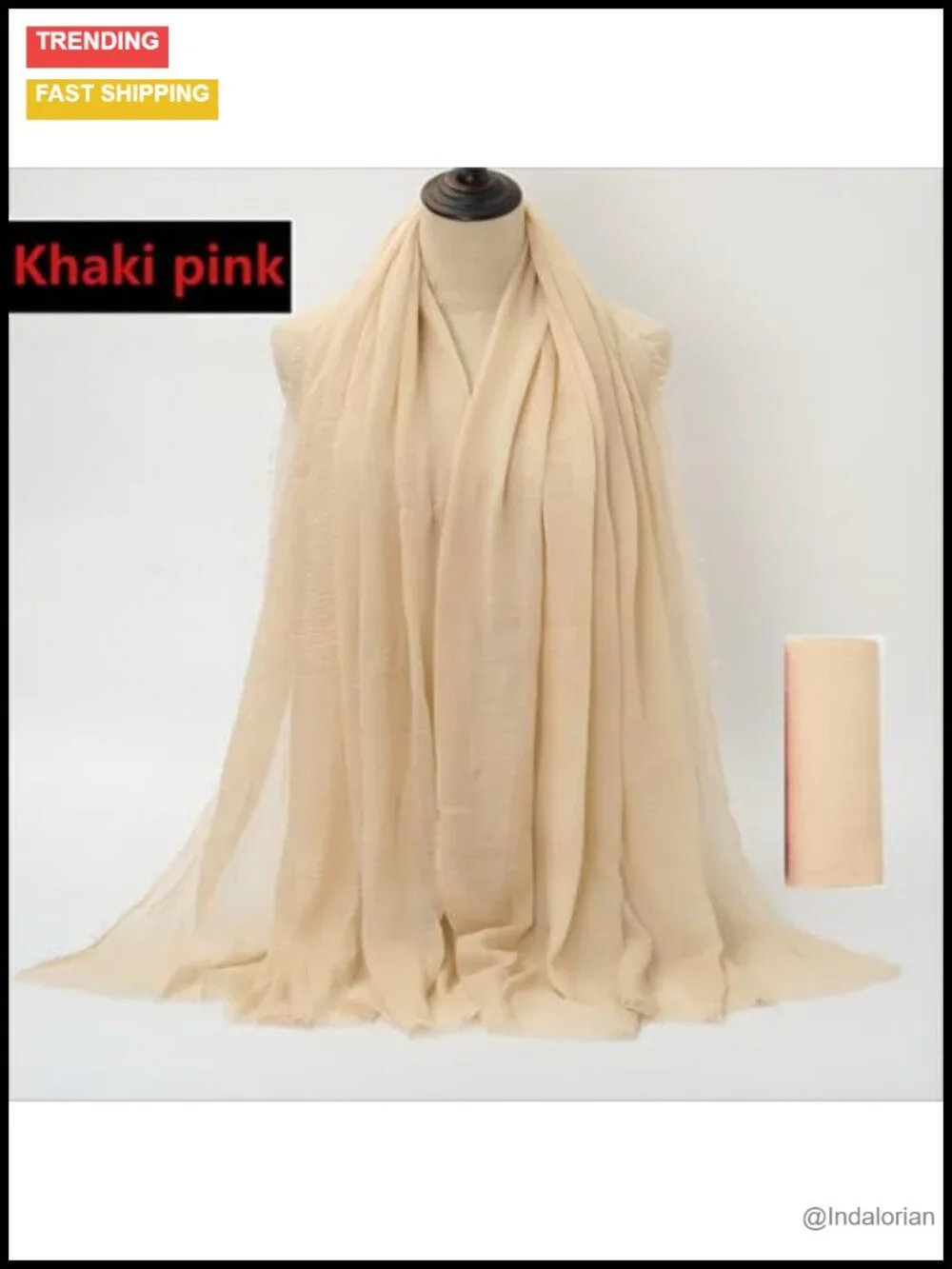 Cotton Blend Vintage Soft Scarf with Fringed Edges 70x35 Inches